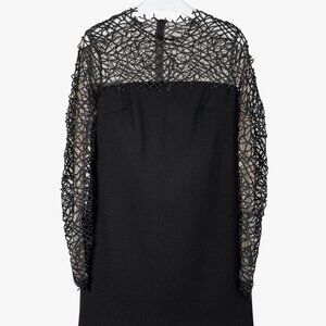 Christopher Kane Resort 2014 Black Embroidered Wool-Crepe Mini Dress